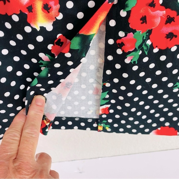 Voodoo Vixen Rockabilly Retro Polka Dot Floral Pin Up Pencil Dress Size L - Picture 5 of 8